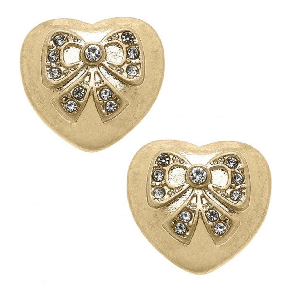 Crystal Bow Heart Stud